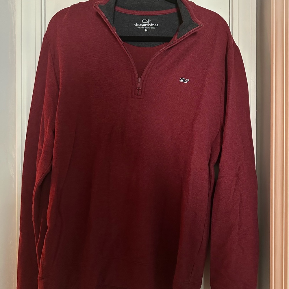 Vineyard Vines Burgundy and Charcoal Quarter-Zip